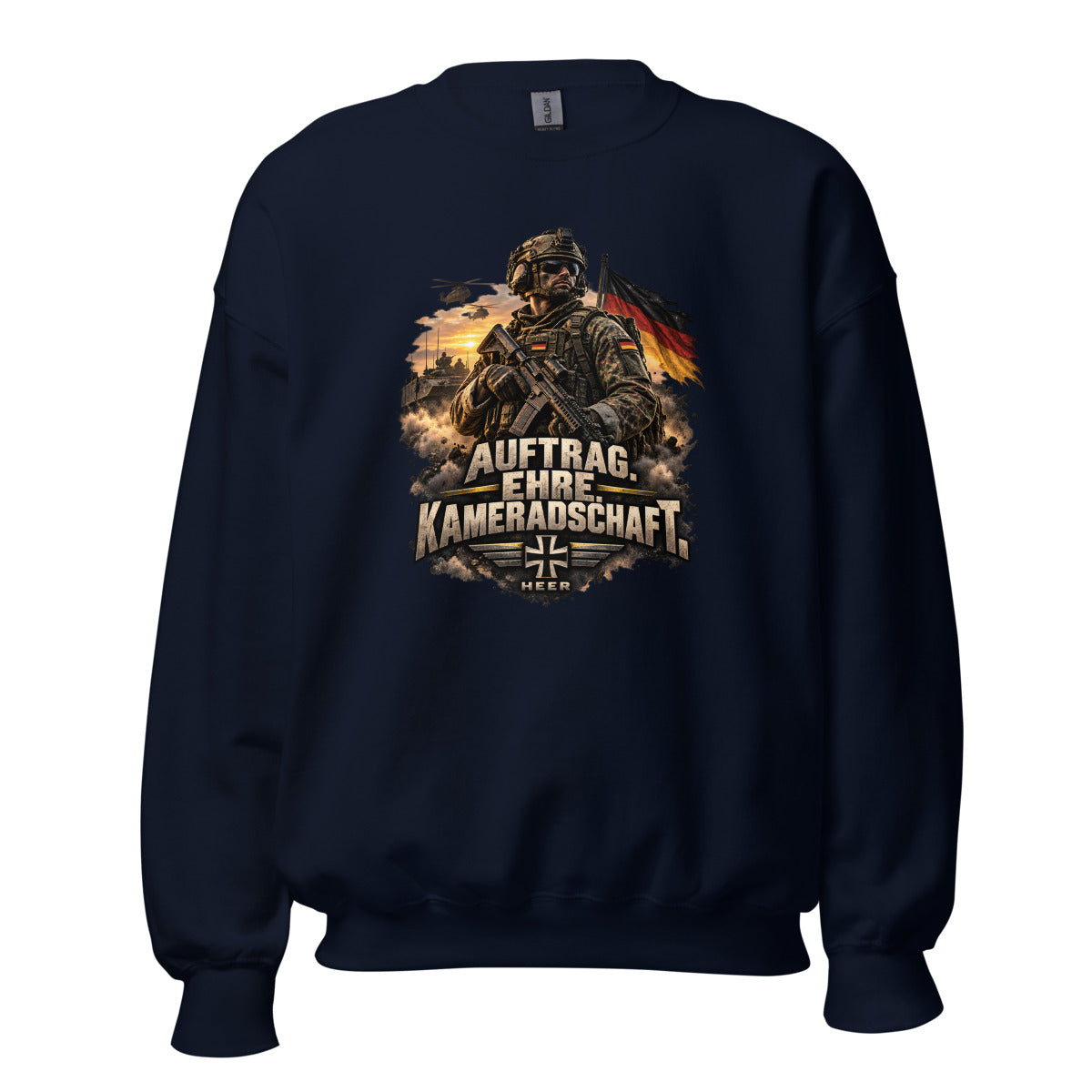 Soldat mit Auftrag, Ehre und Kameradschaft – Sweatshirt – großer Frontdruck