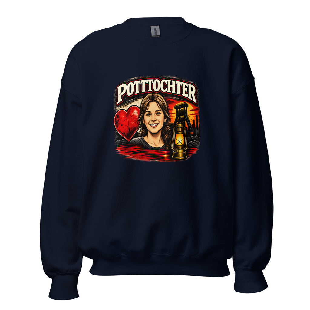 Pottochter mit Herz, Bergwerk und Laterne – Sweatshirt – großer Frontdruck