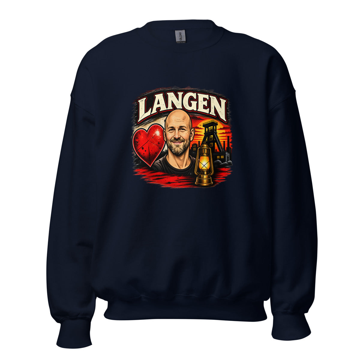 Langen Bergbau-Portrait – Sweatshirt – großer Frontdruck