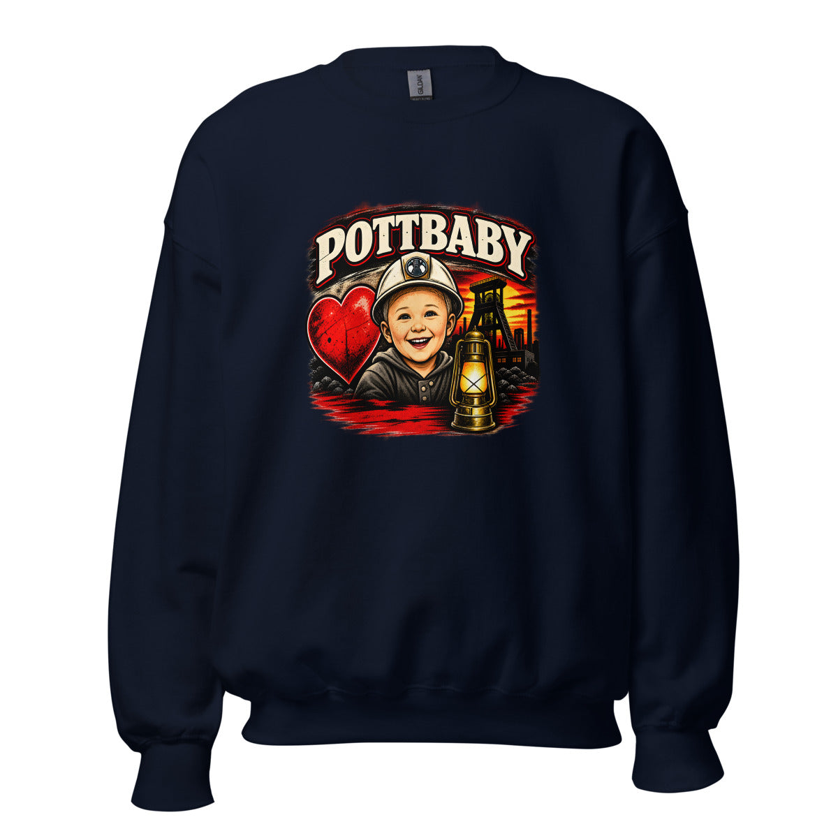 Pottbaby mit Bergbau-Motiv – Sweatshirt – großer Frontdruck