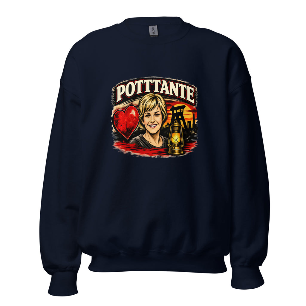 POTTANTE Bergbau Frau mit Laterne – Sweatshirt – großer Frontdruck