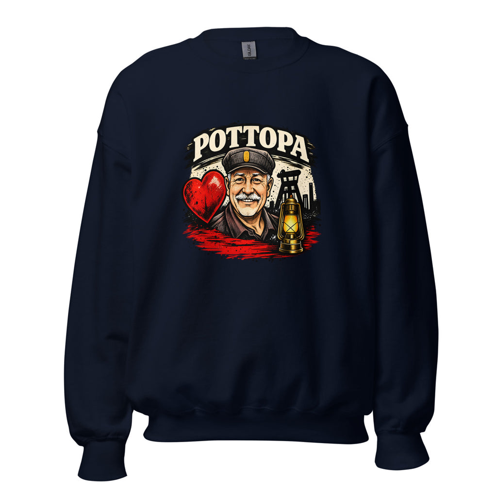 Pottopa Bergmann mit Herz und Grubenlampe – Sweatshirt – großer Frontdruck