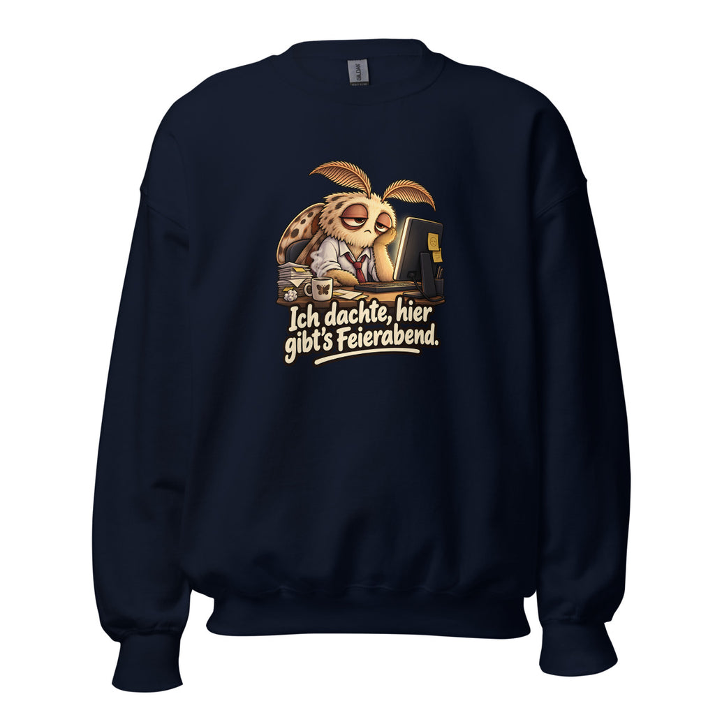 Überstunden-Motte – Sweatshirt – großer Frontdruck