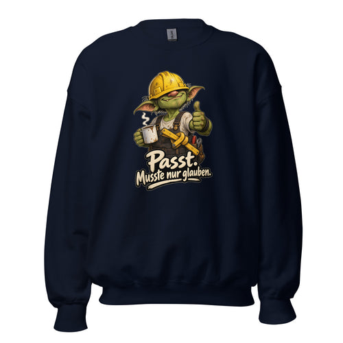Baustellen-Kobold – Sweatshirt – großer Frontdruck