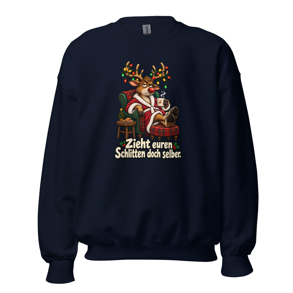 Rentier im Feierabendmodus – Sweatshirt – großer Frontdruck
