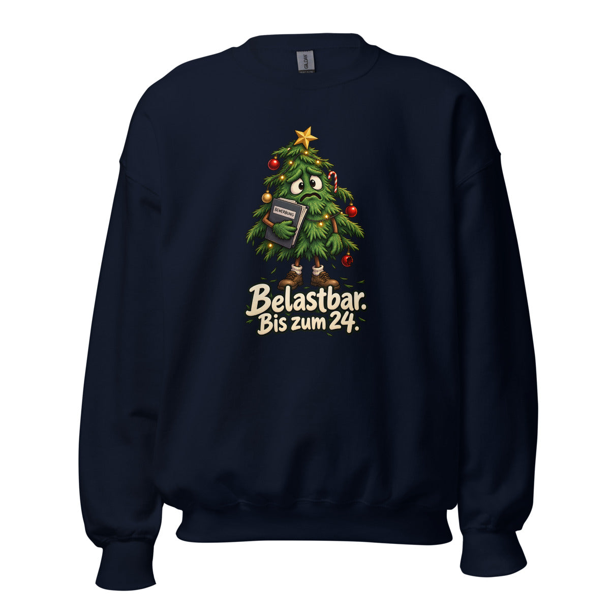 Weihnachtsbaum auf Jobsuche – Sweatshirt – großer Frontdruck
