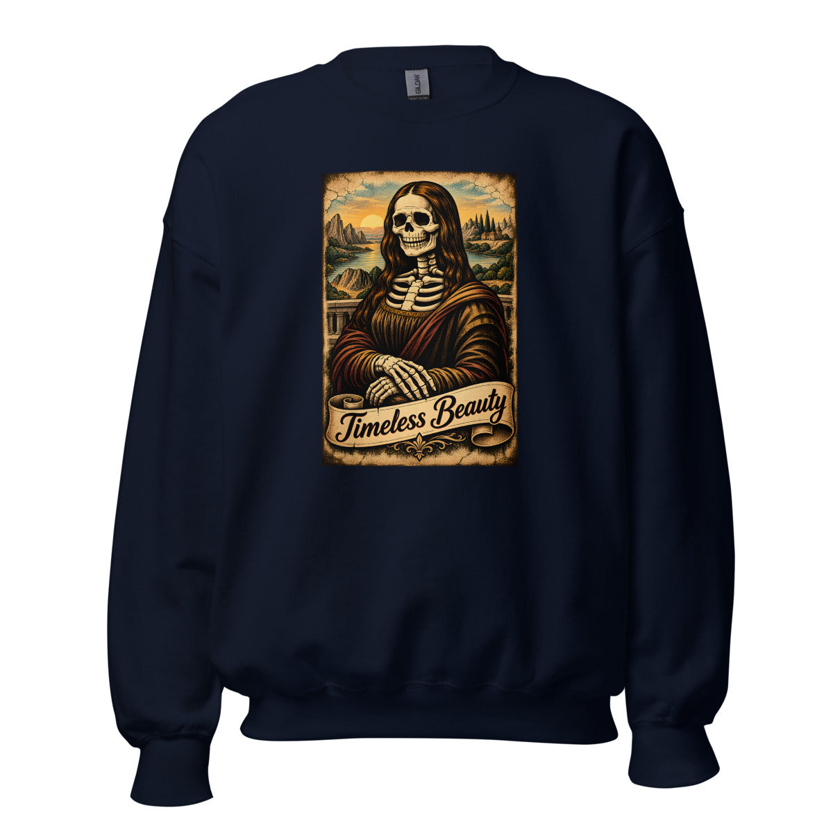 Skelett Mona Lisa - Timeless Beauty – Sweatshirt – großer Frontdruck