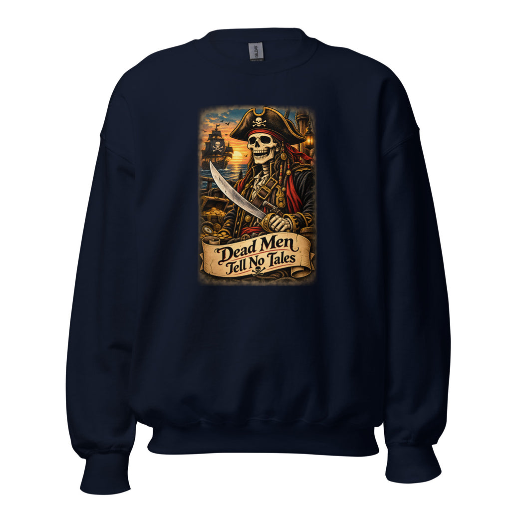 Piraten-Skelett mit Schriftzug "Dead Men Tell No Tales" – Sweatshirt – großer Frontdruck
