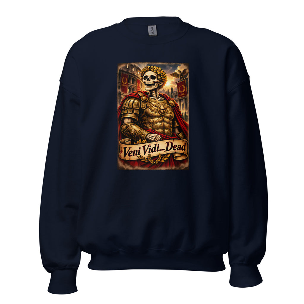 Römischer Skelett-Kaiser mit Lorbeerkranz – Sweatshirt – großer Frontdruck
