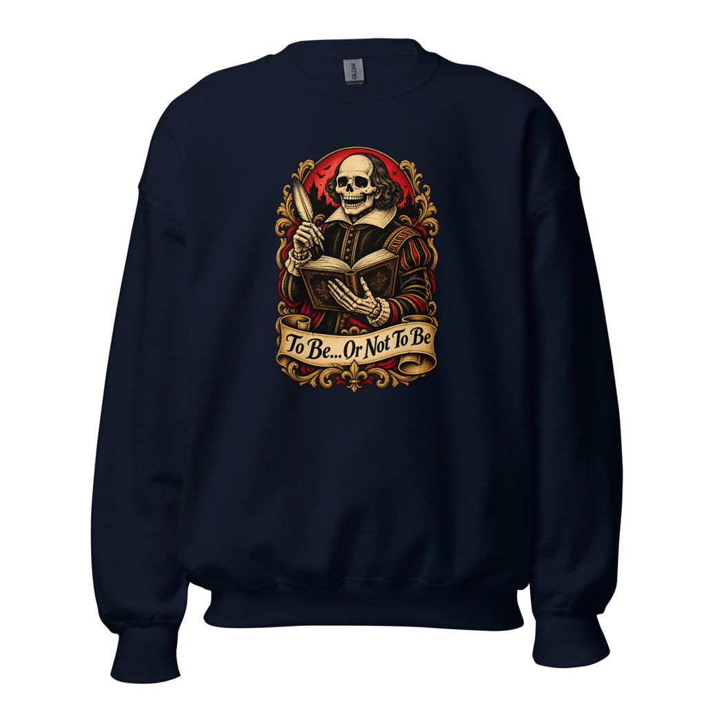 Skelett Shakespeare mit Feder und Buch – Sweatshirt – großer Frontdruck
