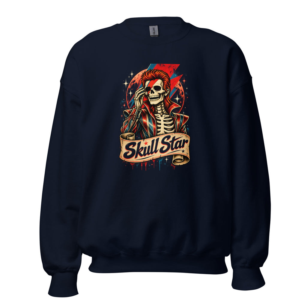 Skelett Rockstar mit Blitz-Make-up – Sweatshirt – großer Frontdruck
