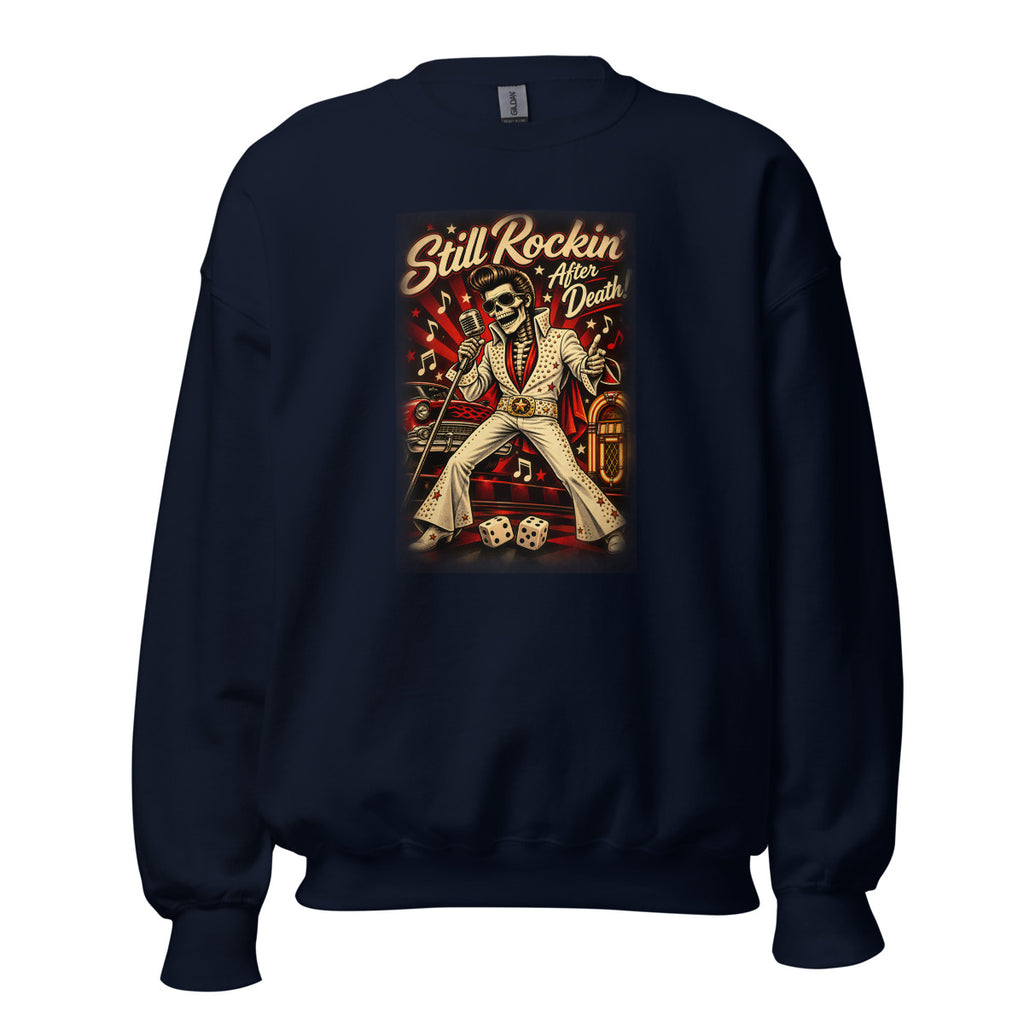Rockabilly Skelett Elvis – Sweatshirt – großer Frontdruck