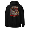 Unisex Hoodie in Black, Rückenansicht mit großem Rückenprint: Garage Legends Tot sein.