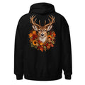 Hirschkopf mit Herbstblumen. – Unisex Heavy Blend Hoodie | Gildan 18500