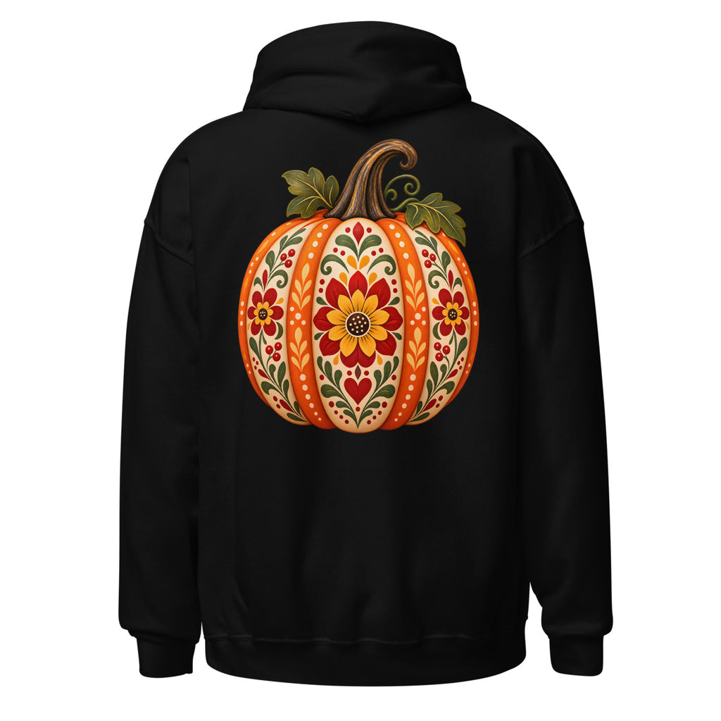 Folk-Art-Kuerbis mit Blumenmuster. – Unisex Heavy Blend Hoodie | Gildan 18500