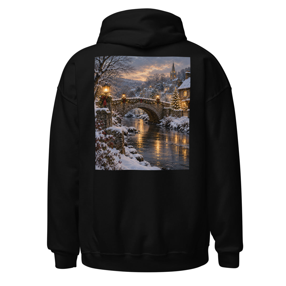 Weihnachtslaternen an der Steinbrücke – Hoodie – großer Rückendruck