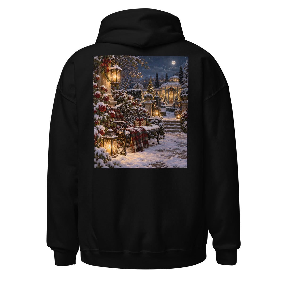 Laternengarten in der Winternacht – Hoodie – großer Rückendruck