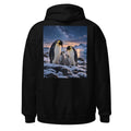 Pinguinfamilie unter Wintersternen – Hoodie – großer Rückendruck