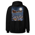 Weihnachtsschlitten über verschneiten Dächern – Hoodie – großer Rückendruck