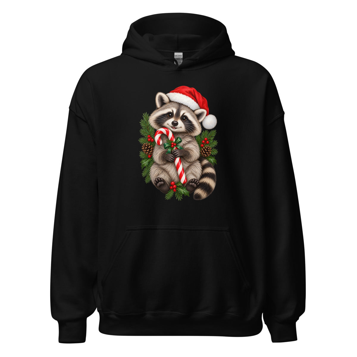 Festlicher Waschbär – Hoodie – großer Frontdruck