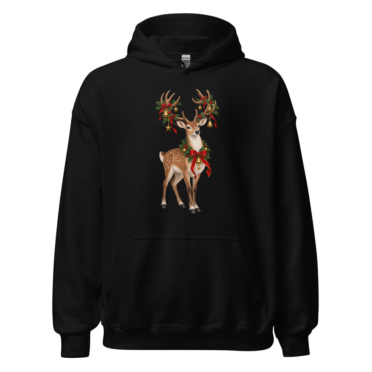 Weihnachtshirsch – Hoodie – großer Frontdruck