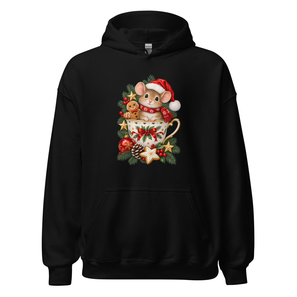 Weihnachtsmaus – Hoodie – großer Frontdruck