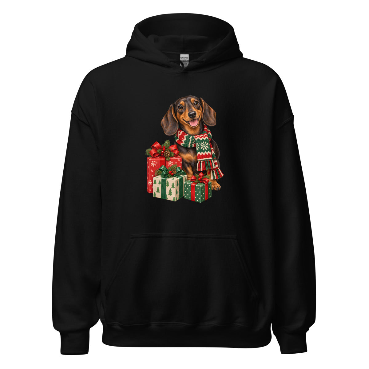 Weihnachtsdackel – Hoodie – großer Frontdruck