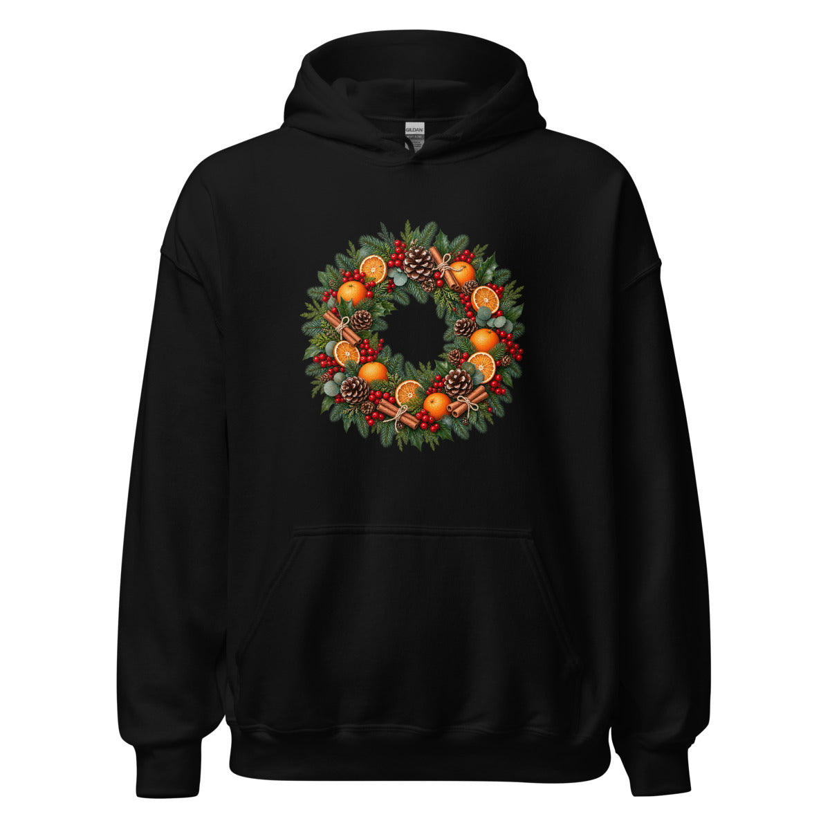 Weihnachtskranz – Hoodie – großer Frontdruck