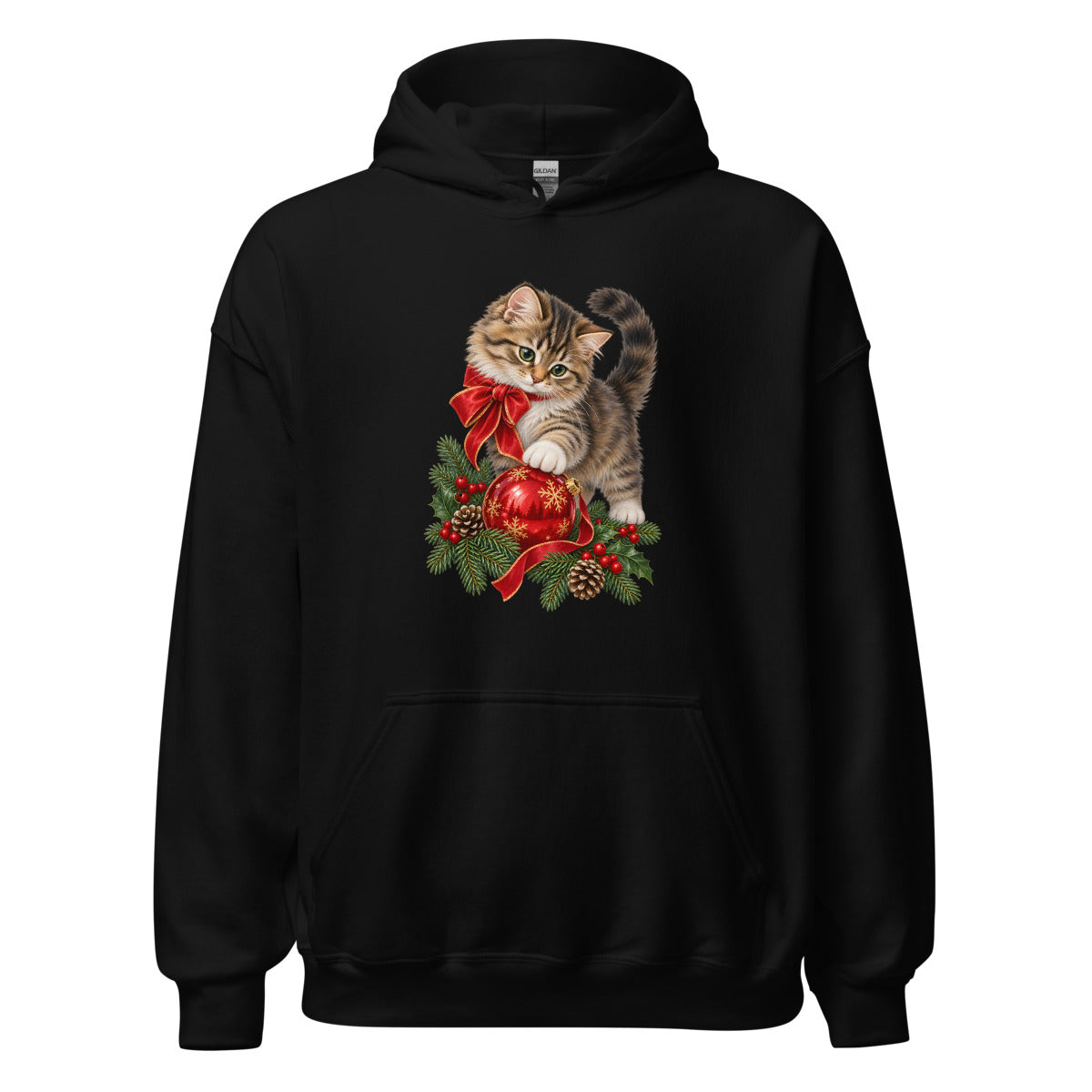 Weihnachtskatze – Hoodie – großer Frontdruck
