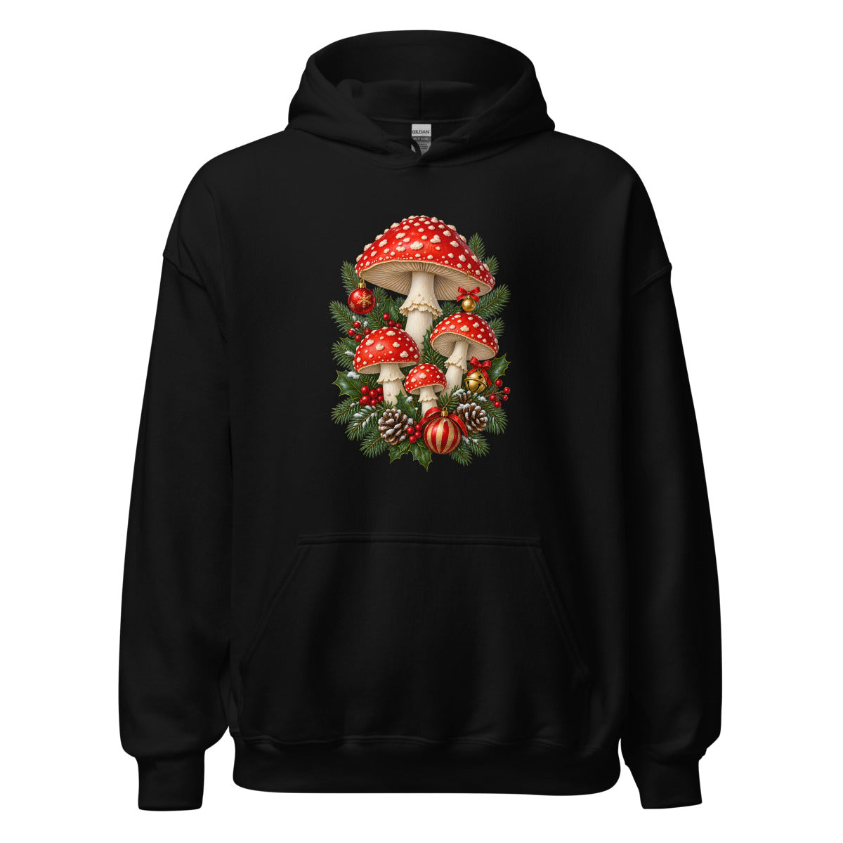 Festlicher Waldpilz – Hoodie – großer Frontdruck