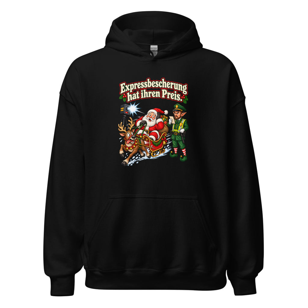 Expressbescherung hat ihren Preis. – Hoodie – großer Frontdruck
