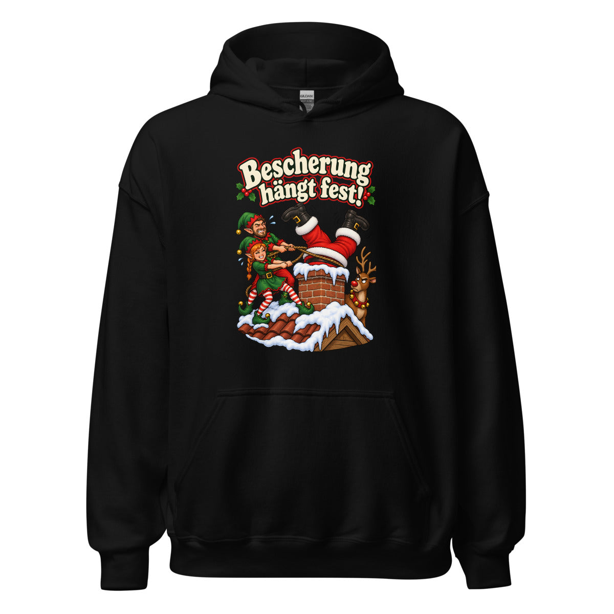 Bescherung hängt fest! – Hoodie – großer Frontdruck