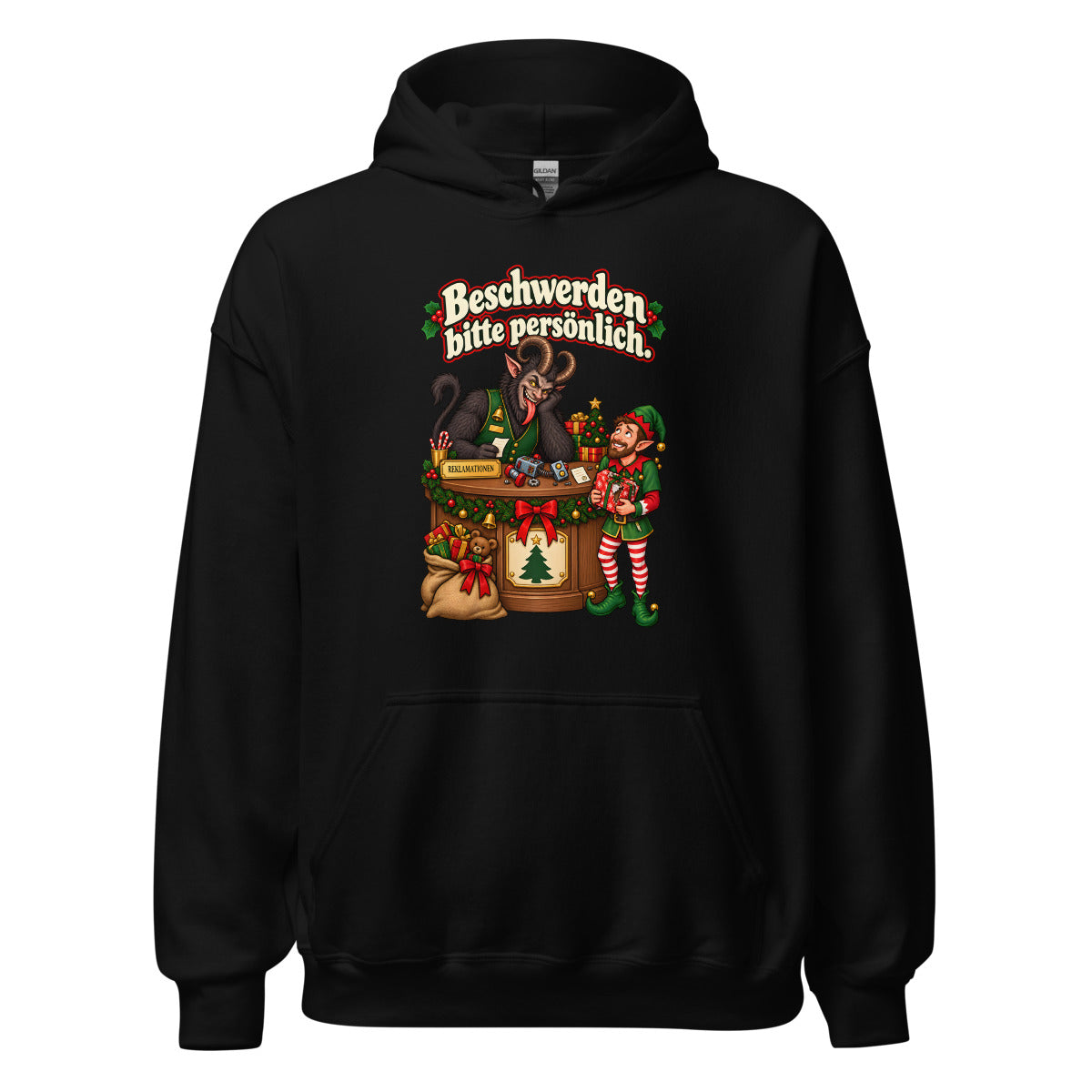 Beschwerden bitte persönlich. – Hoodie – großer Frontdruck