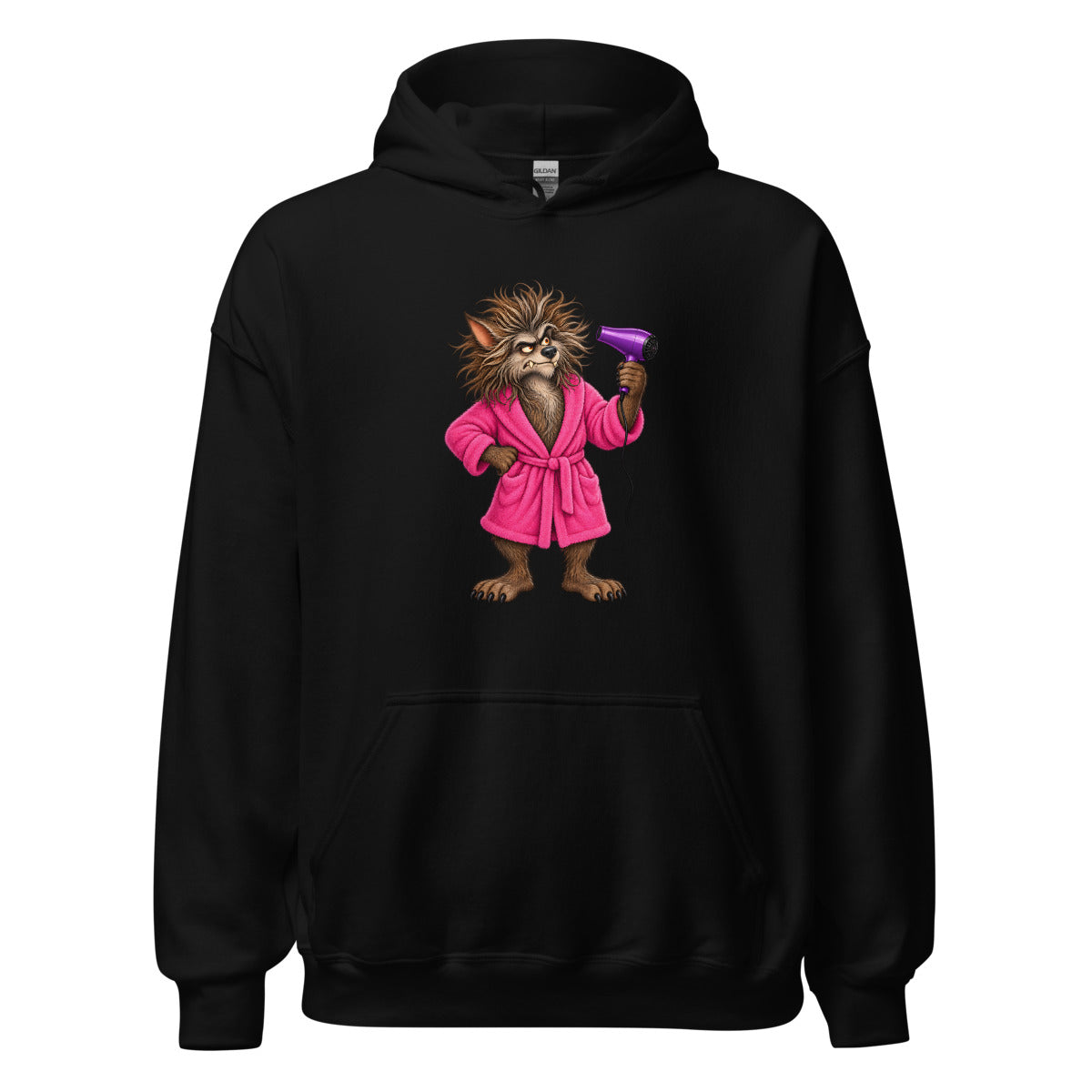 Werwolf am Bad-Hair-Day – Hoodie – großer Frontdruck