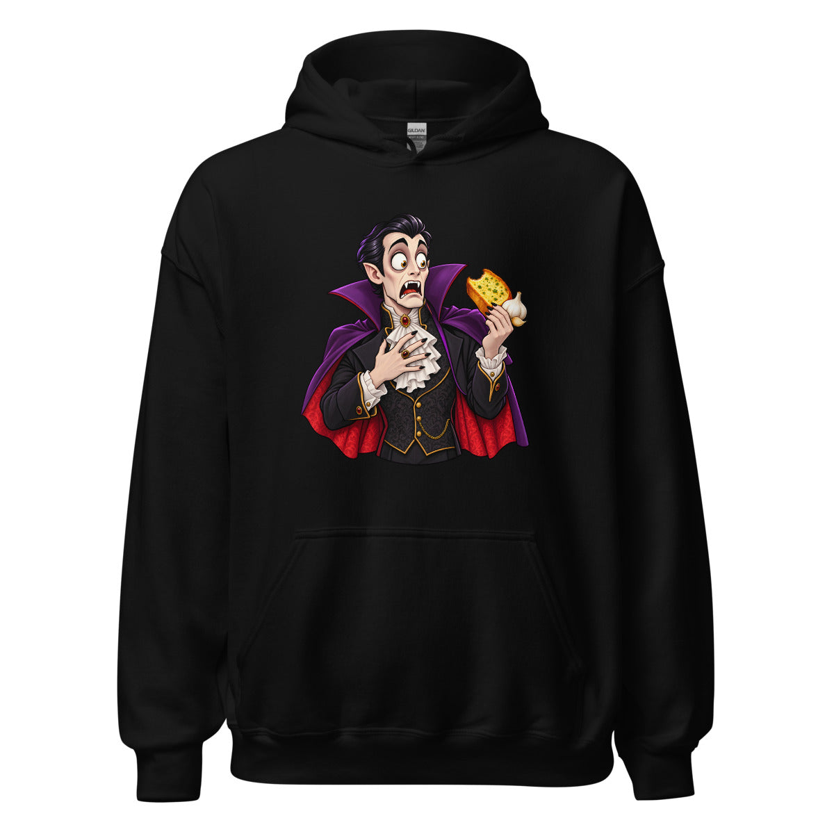 Knoblauchbrot-Fehlentscheidung – Hoodie – großer Frontdruck