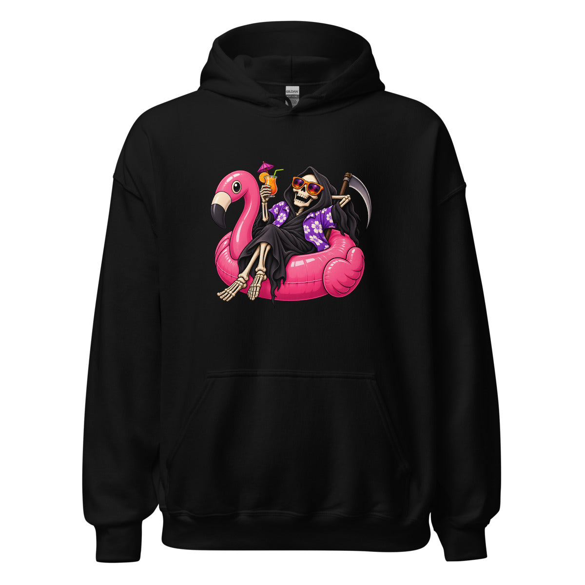 Sensenmann macht Urlaub – Hoodie – großer Frontdruck