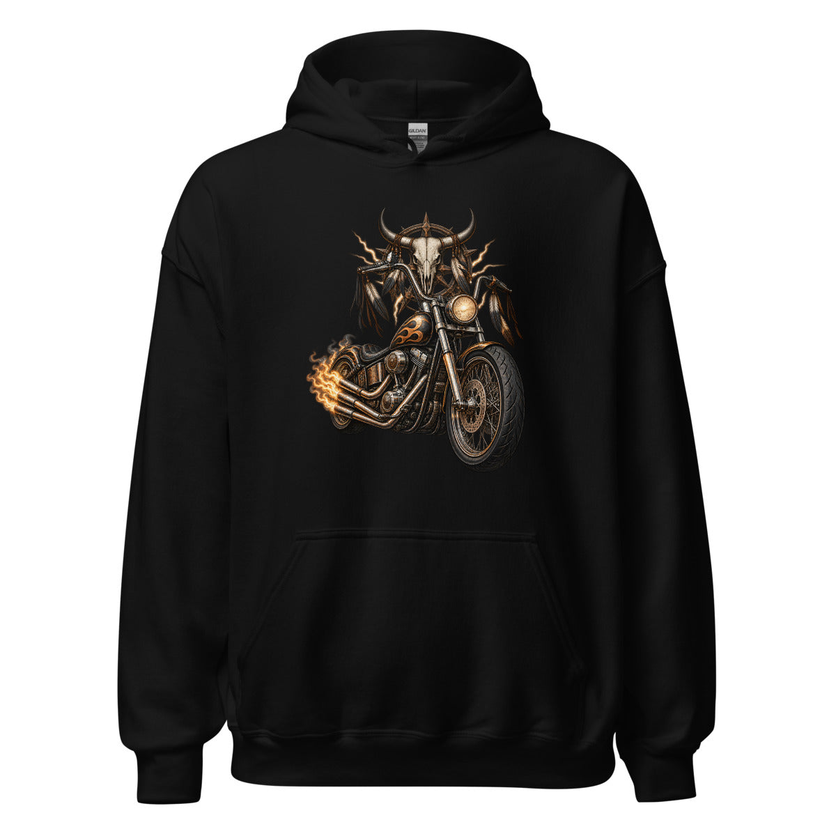 Donner auf zwei Rädern – Hoodie – großer Frontdruck