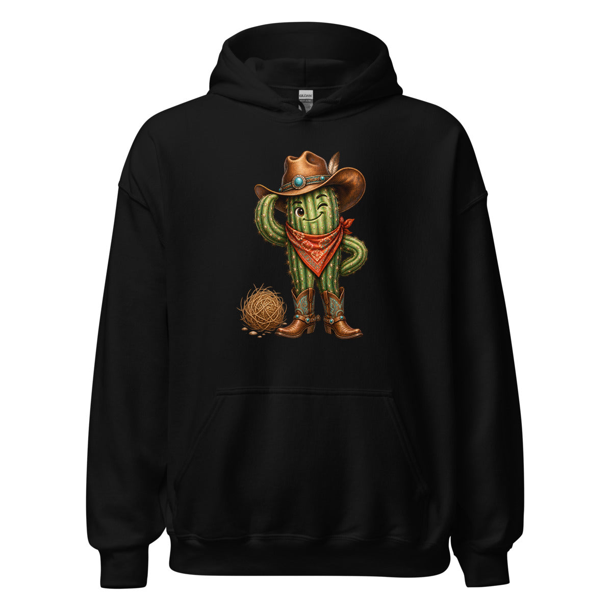 Kaktus mit Cowboyhut – Hoodie – großer Frontdruck