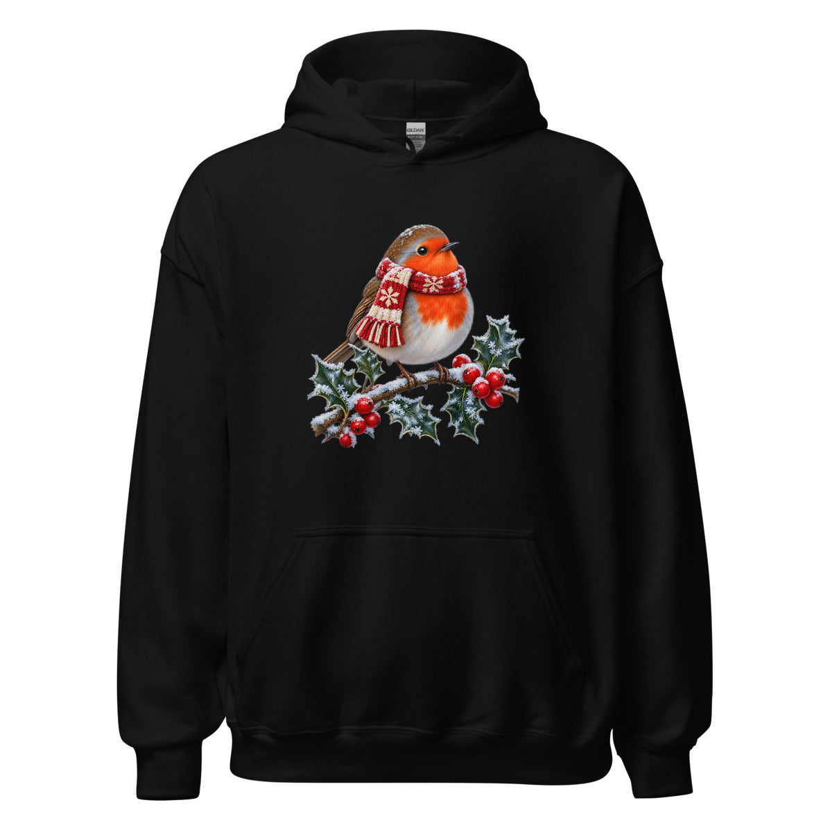 Rotkehlchen im Frost – Hoodie – großer Frontdruck