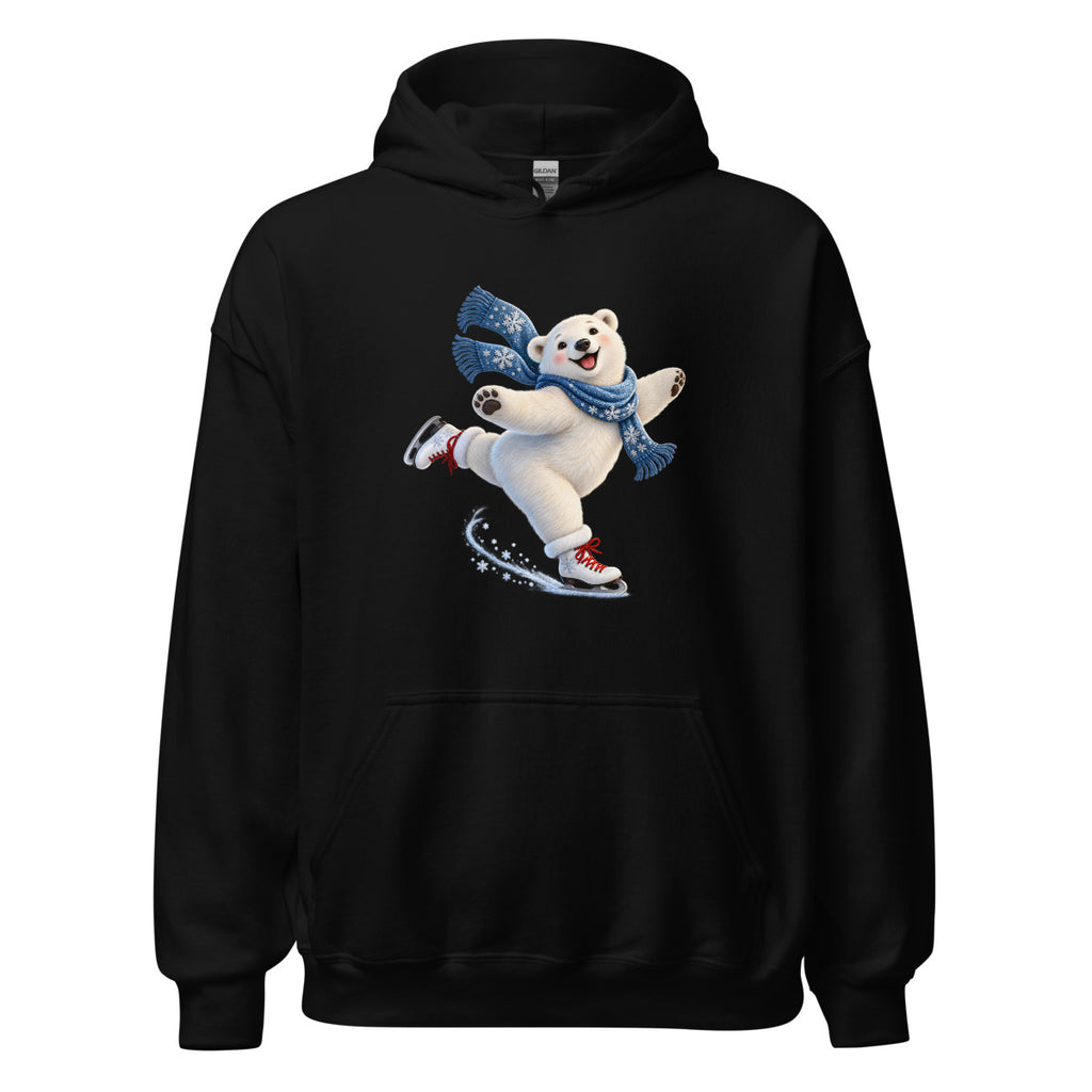 Eisbär auf Schlittschuhen – Hoodie – großer Frontdruck