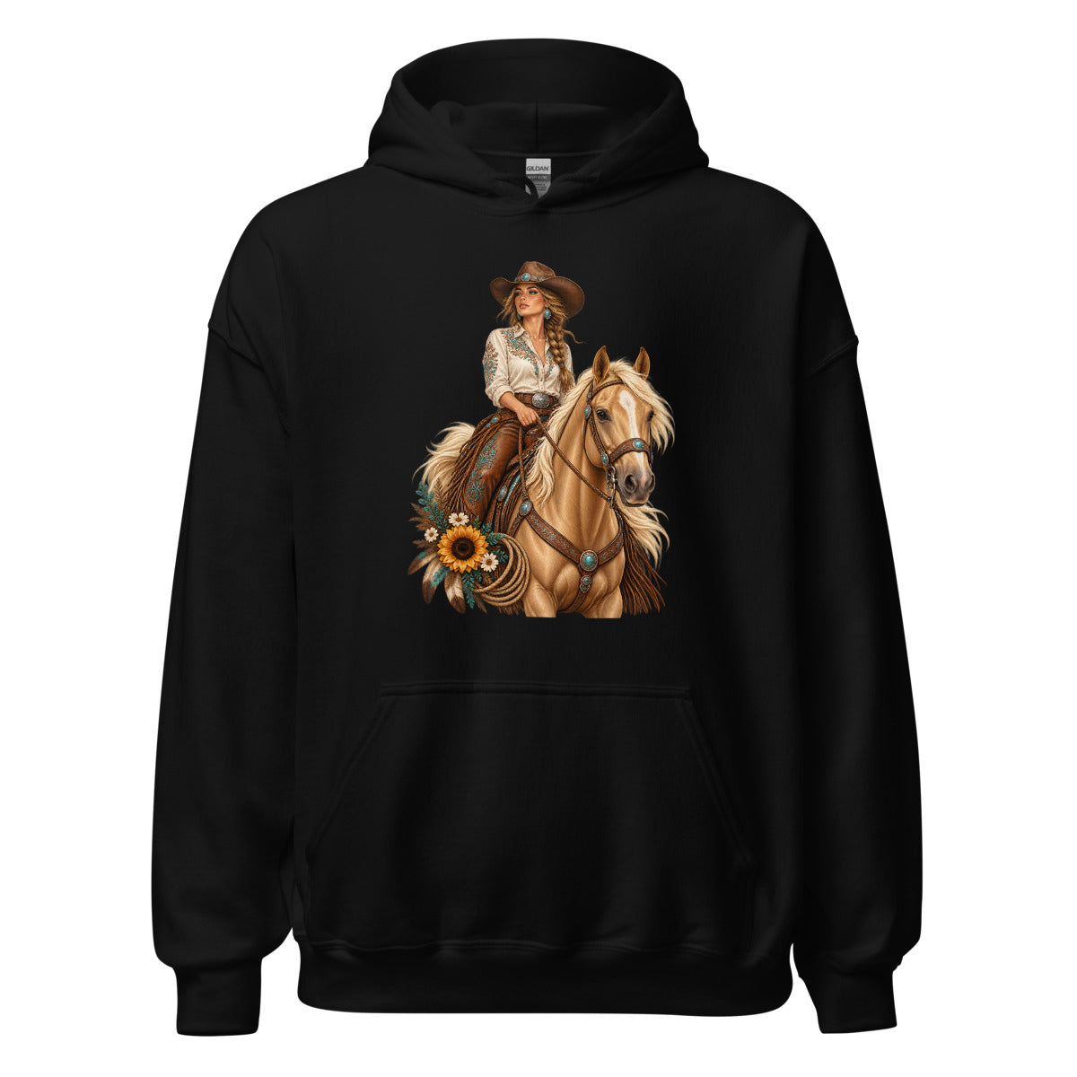 Cowgirl der Prärie – Hoodie – großer Frontdruck