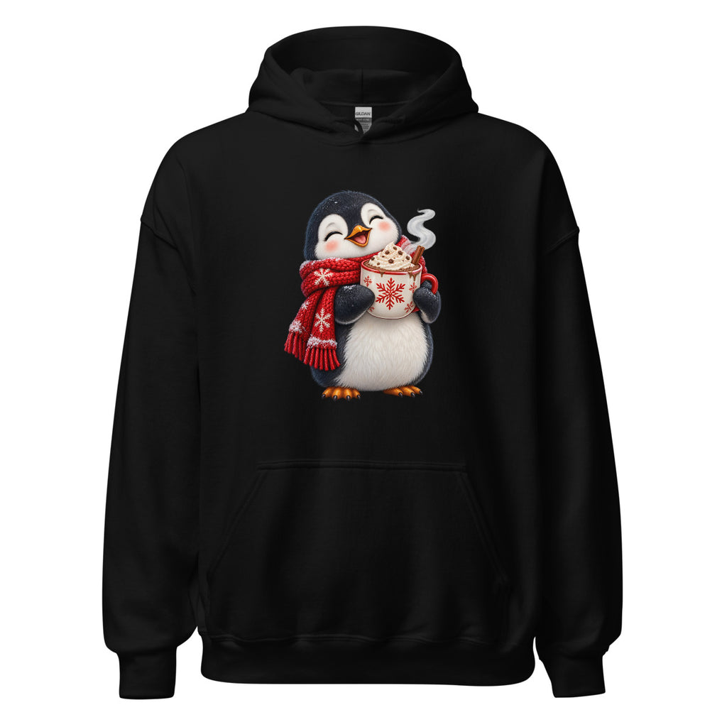 Pinguin mit Kakao – Hoodie – großer Frontdruck