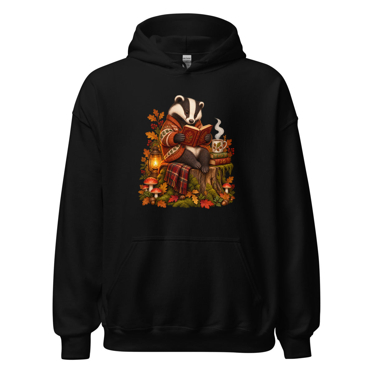 Lesestunde mit Dachs – Hoodie – großer Frontdruck