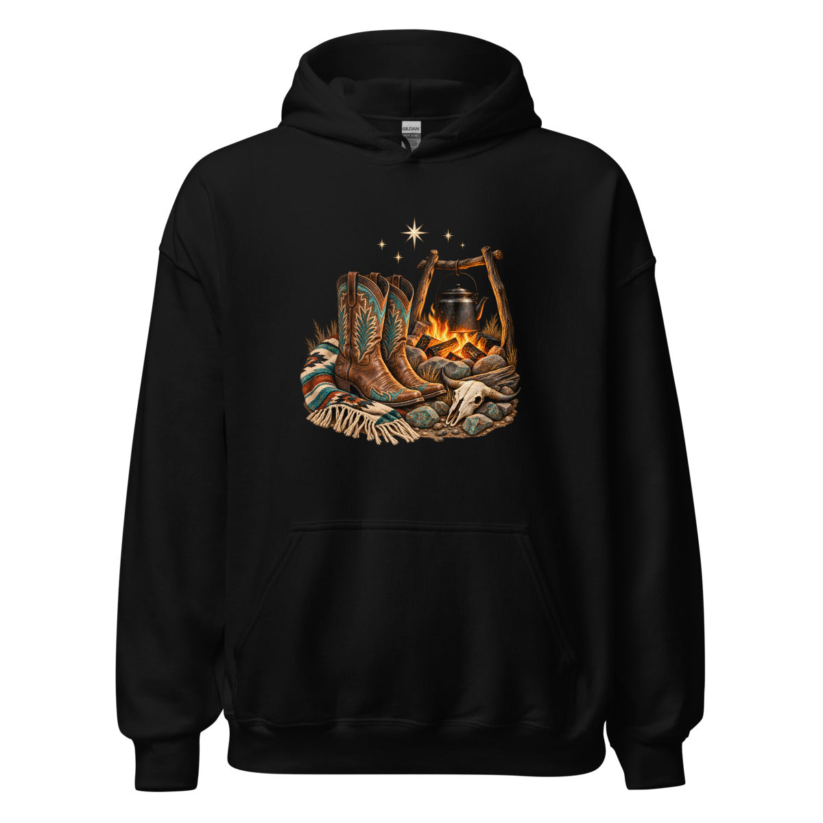 Lagerfeuer unter Sternen – Hoodie – großer Frontdruck