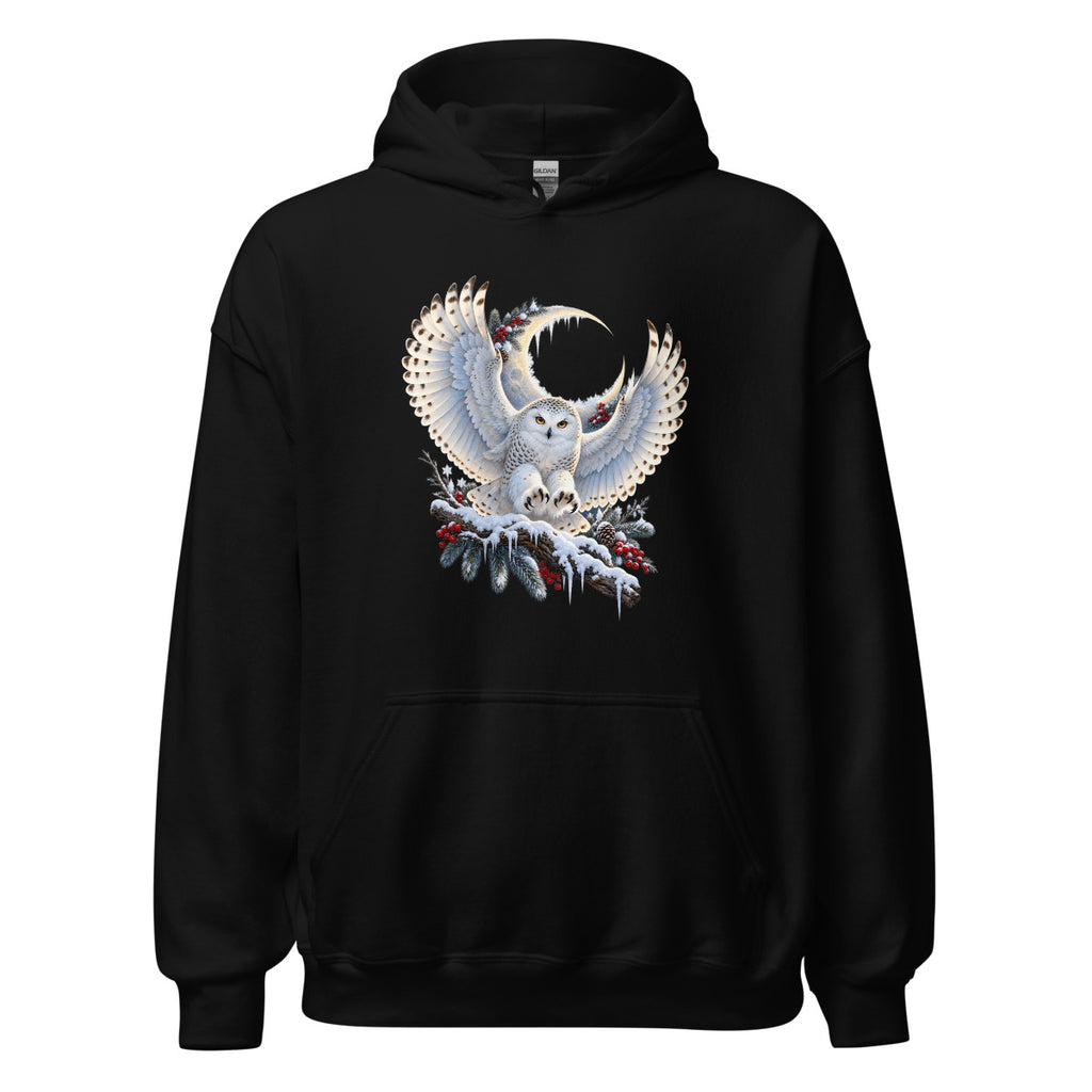 Schneeeule im Mondlicht – Hoodie – großer Frontdruck