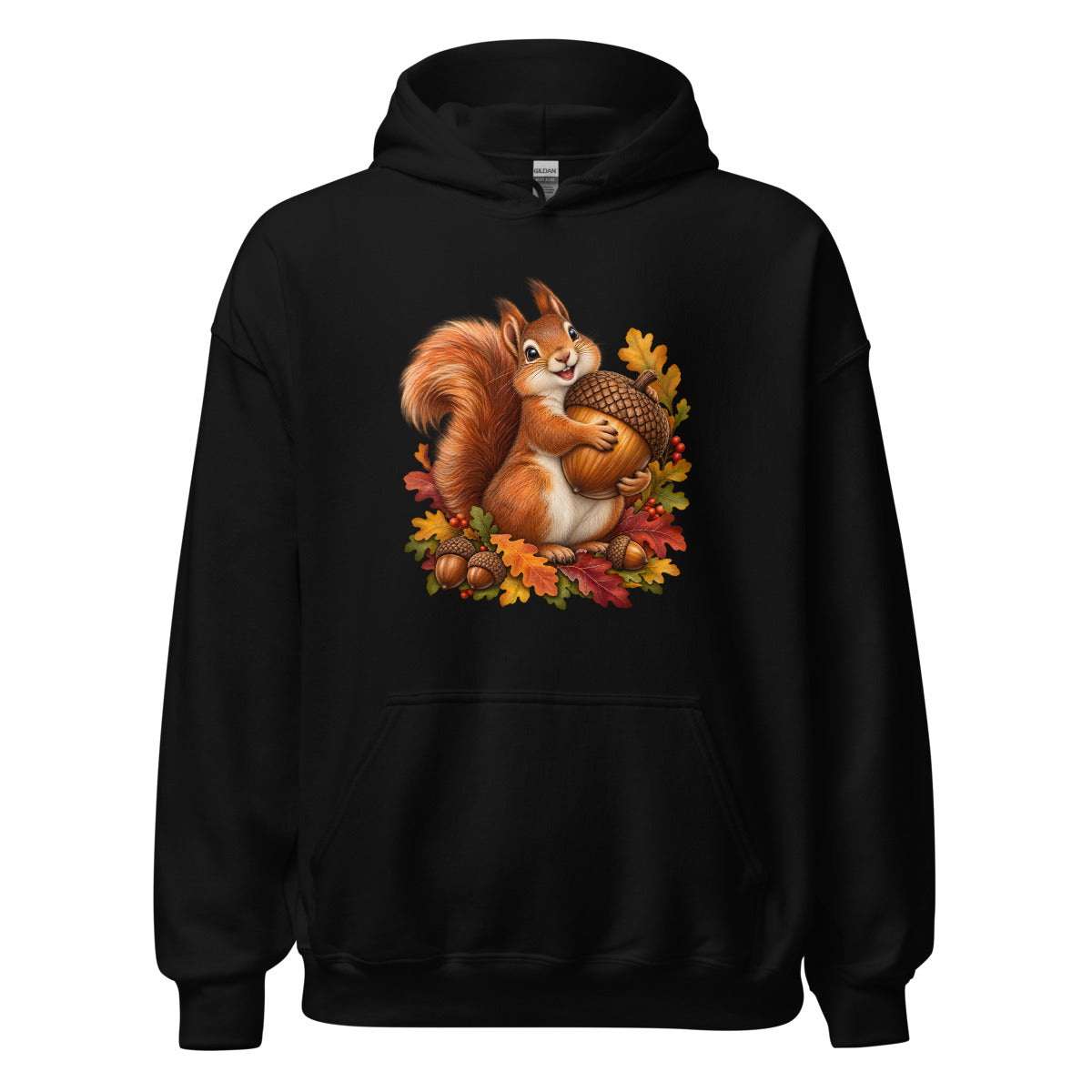 Eichhörnchen auf Vorrat – Hoodie – großer Frontdruck