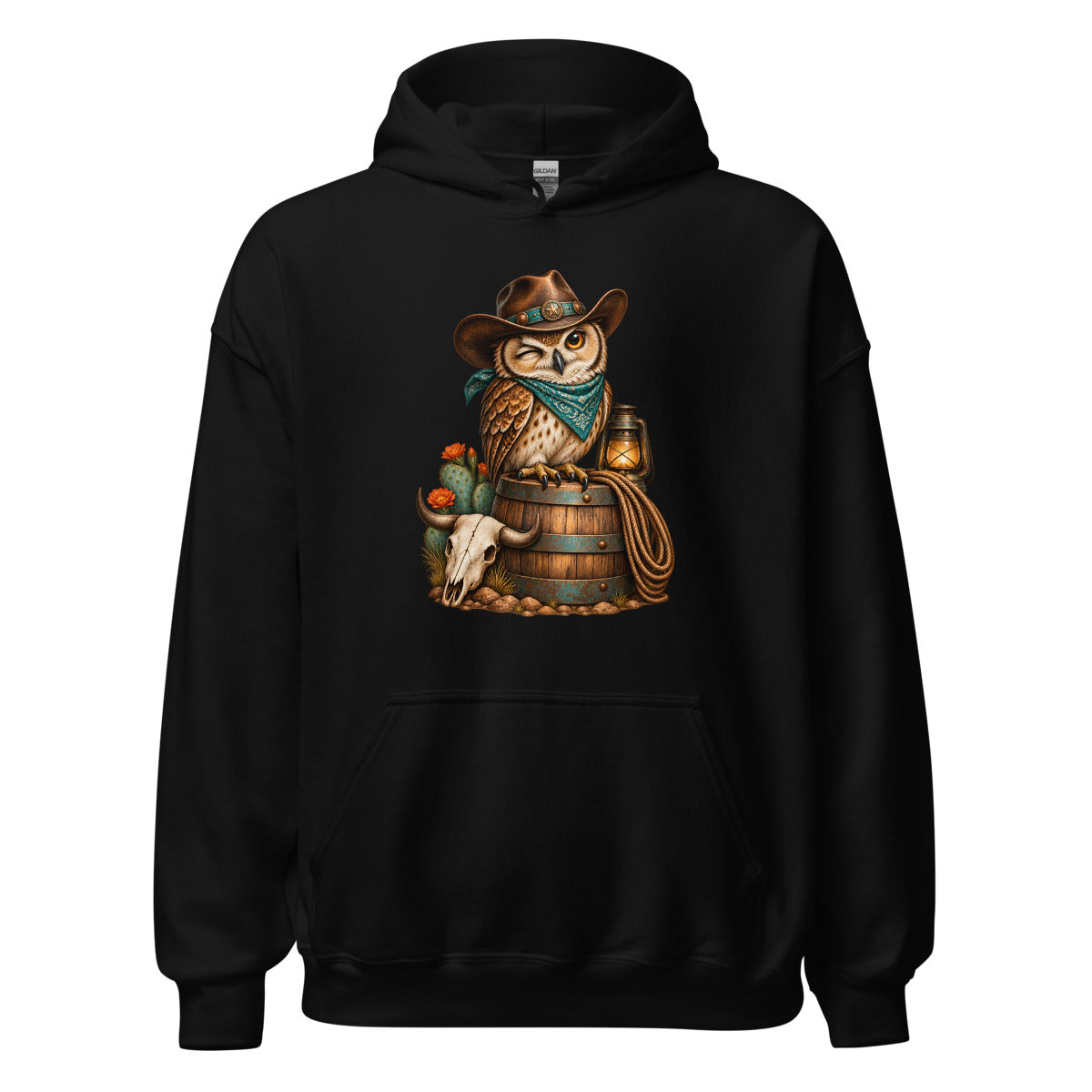 Saloon-Eule – Hoodie – großer Frontdruck