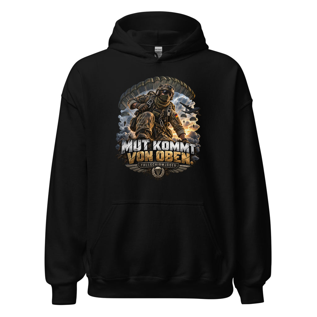 Mut kommt von oben - Fallschirmjäger – Hoodie – großer Frontdruck