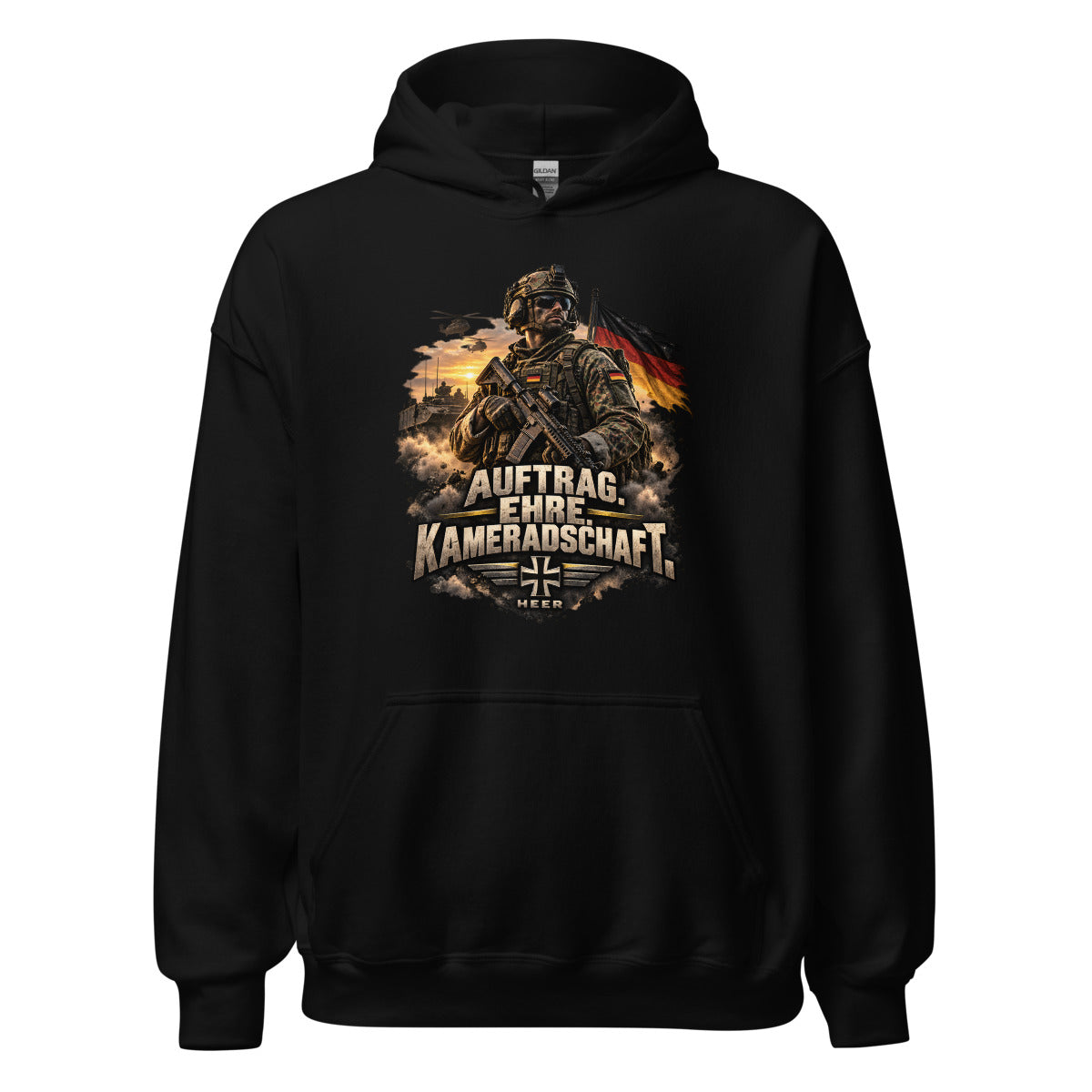 Soldat mit Auftrag, Ehre und Kameradschaft – Hoodie – großer Frontdruck