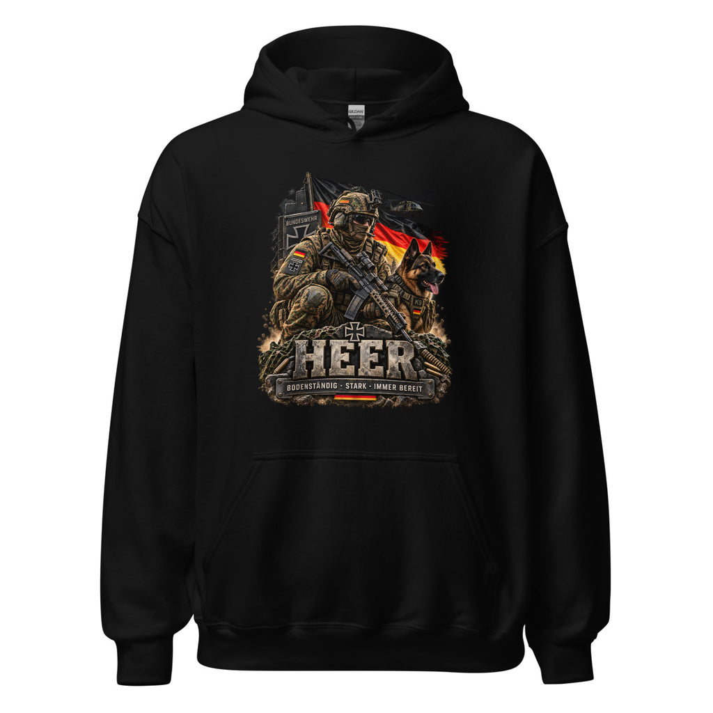 Bundeswehr Soldat mit Diensthund und Flagge – Hoodie – großer Frontdruck